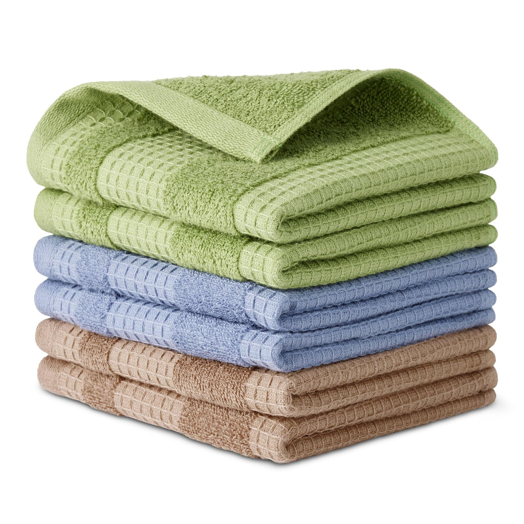 Amazon Basics Organic Cotton Waffle Weave Kitchen Dish Towels, Ultra Absorbent, Quick Drying, Lint-Free, 15 x 25 inches, 6-Pack