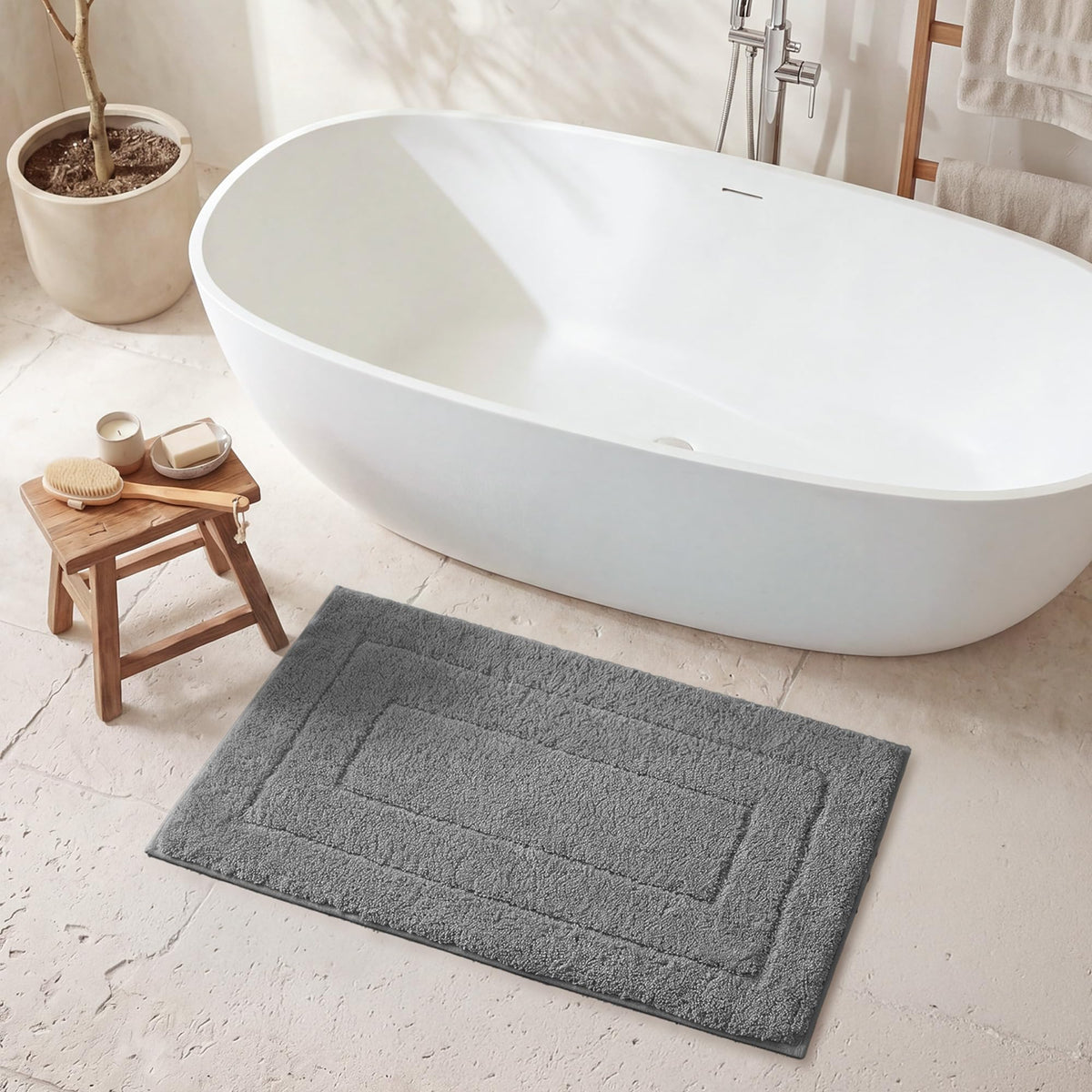 GRANNY SAYS Gray Bathroom Rug 20" x 30", Non-Slip Microfiber Bath Mat