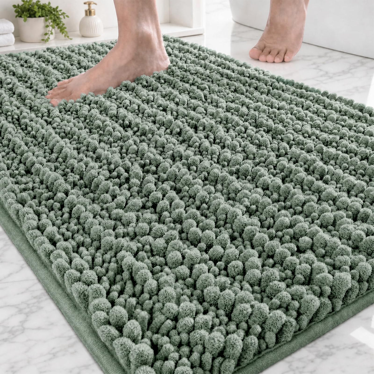 ILANGO Bathroom Rugs Dark Grey 32x20,Extra Soft Absorbent Chenille Bath Rugs,Thick Non-Slip Shaggy Bath Mat,Machine Washable Quick Dry Bath Mats for Bathroom Floor, Tub, Shower Accessories