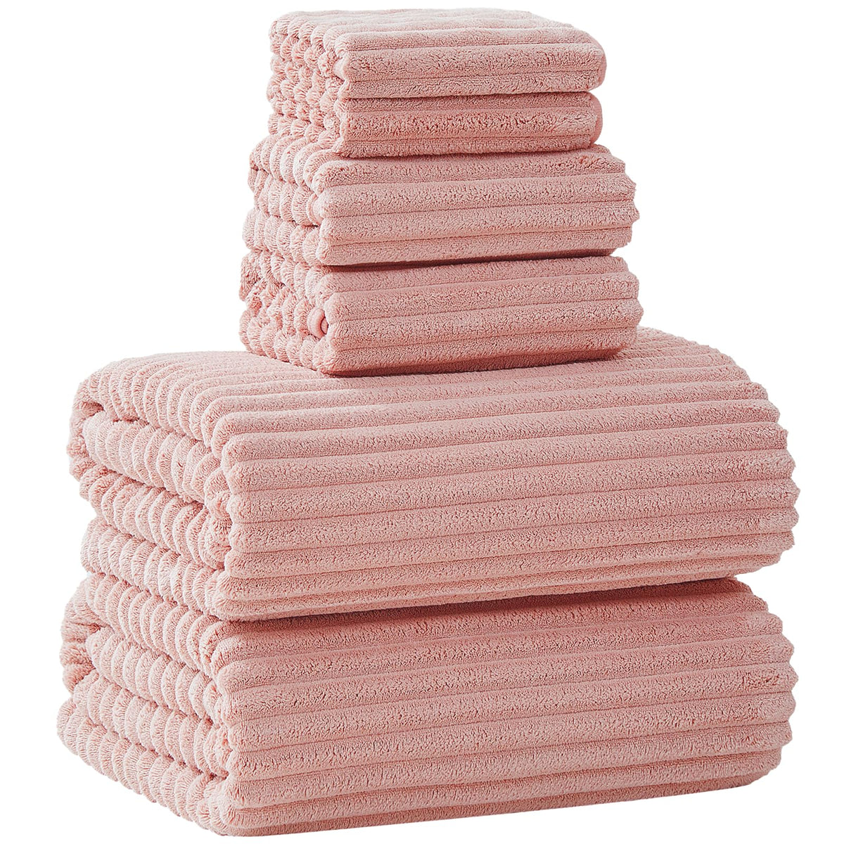 6 PC Bath Towel Set, 40"x80" Oversized Bath Sheets, Navy Blue