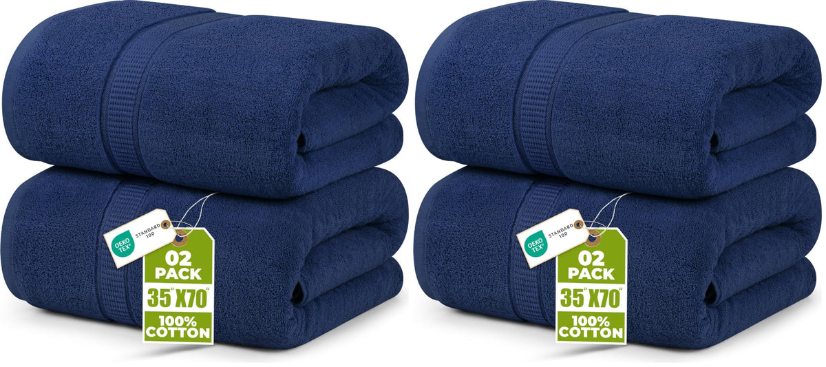 Utopia Towels Jumbo Bath Sheets, 2 Pack, 35x70 in, 600 GSM Cotton, White