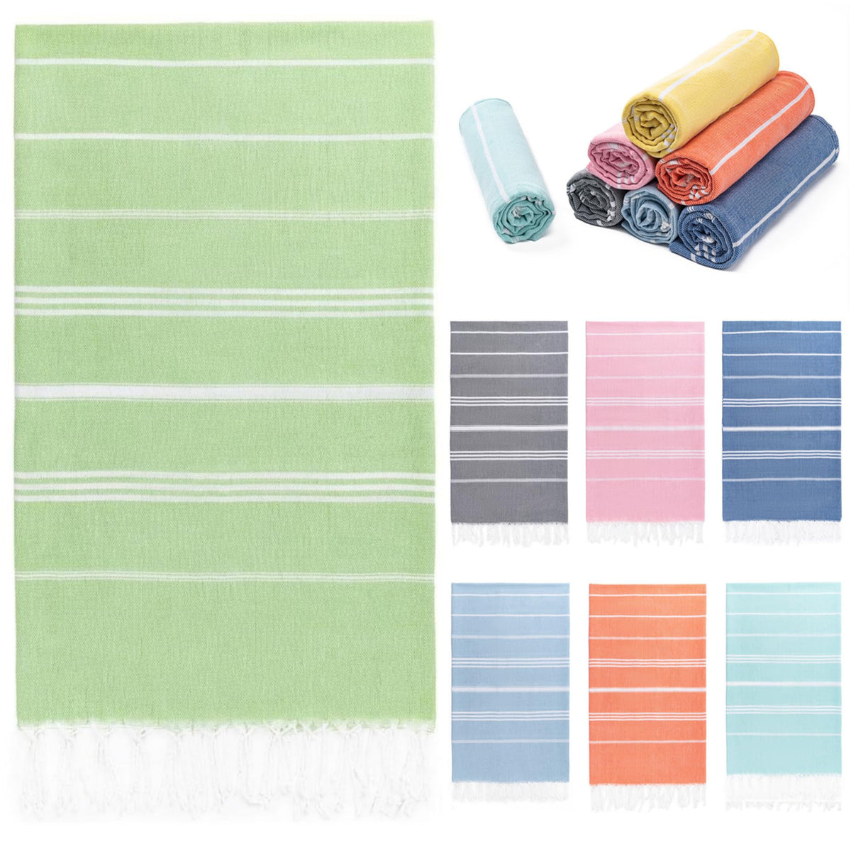 Turkish Beach Towel, 36"x71" Quick Dry Sand Free Oversized Towel, Aqua