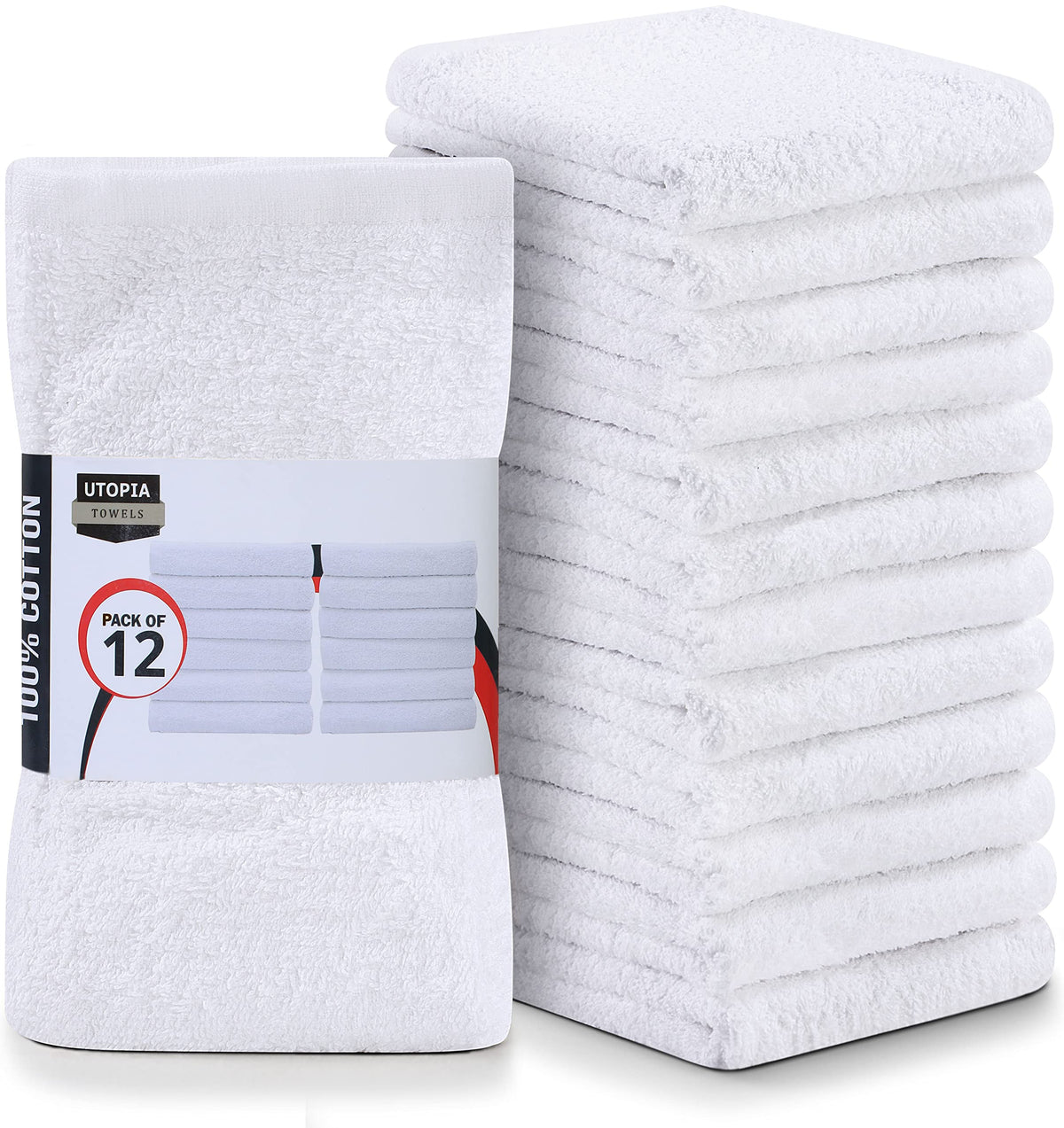 Utopia Towels Kitchen Bar Mops, Pack of 12, 16x19 in, 100% Cotton, Black