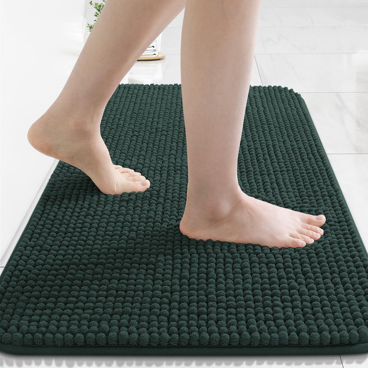 Arotive Chenille Bathroom Rugs 30x20, Soft Absorbent Bath Mat, Grey