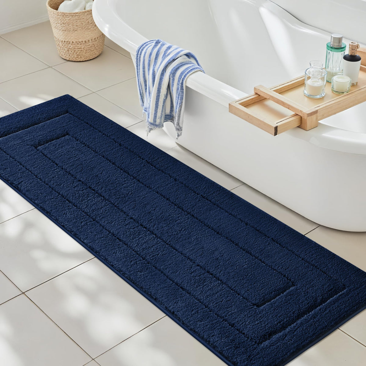 GRANNY SAYS Gray Bathroom Rug 20" x 30", Non-Slip Microfiber Bath Mat