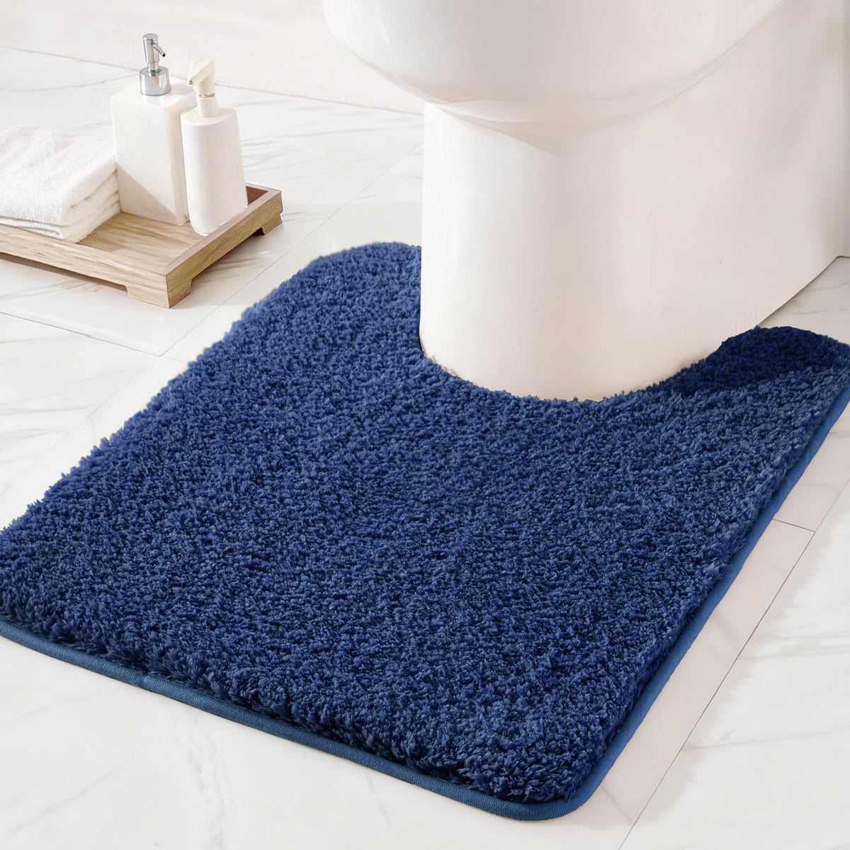 Exclusivo Mezcla Bathroom Rugs Mats 17x24, Navy Blue