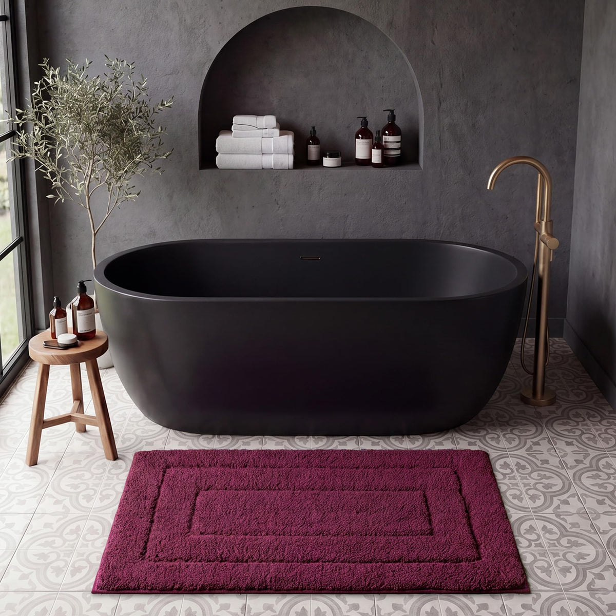GRANNY SAYS Gray Bathroom Rug 20" x 30", Non-Slip Microfiber Bath Mat
