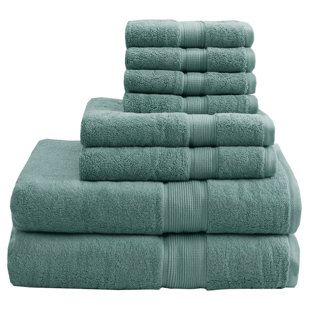 Madison Park 800GSM 100% Cotton Bathroom Bath Towel Set of 8, Light Blue