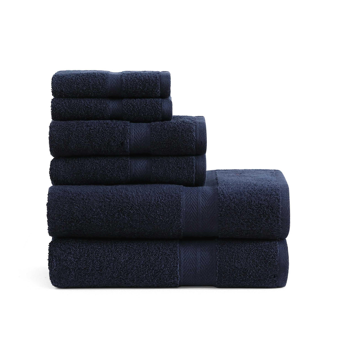 Tommy Hilfiger - Bath Towel Set, Absorbent Cotton Terry with Zero Twist, Medium Weight, Oeko-Tex Certified (Modern American Dark Blue, 2 Piece)