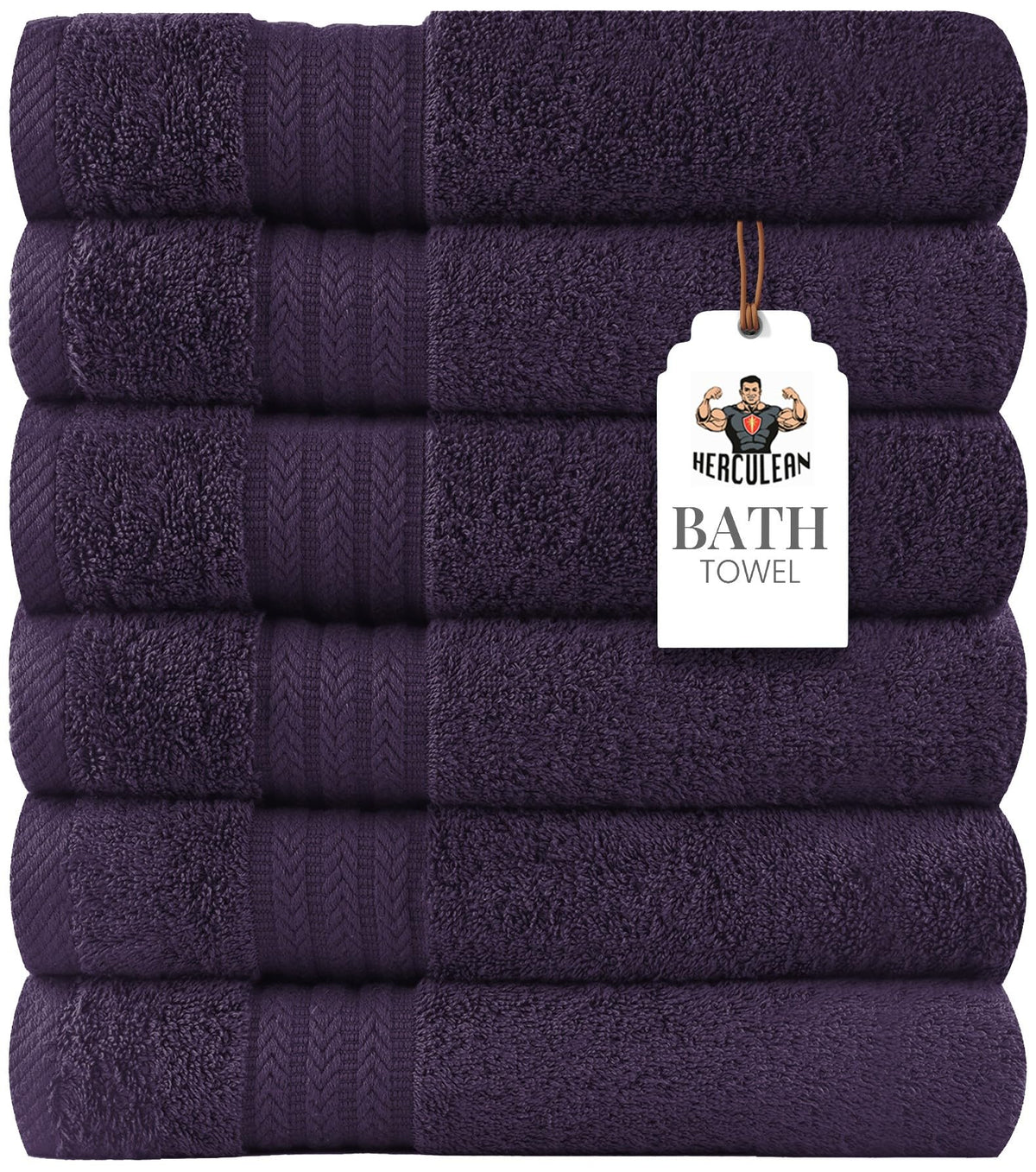 HERCULEAN Premium Bath Towels 24 x 48 Pack of 6 | Quick Dry and Highly Absorbent | 100% Cotton Terry Towels for Bathroom - Perfect for Shower - Pool and Spa - Luxury Soft Towels - Charcoal Grey