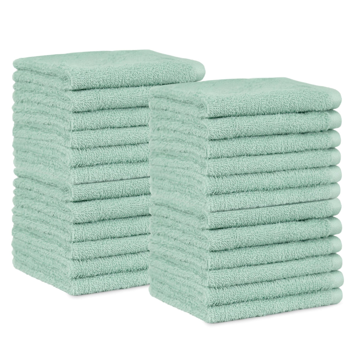 Amazon Basics Fast Drying Cotton Washcloths for Bathroom, Machine Washable, Soft and Highly Absorbent, 12 x 12 in, White, 24-Pack