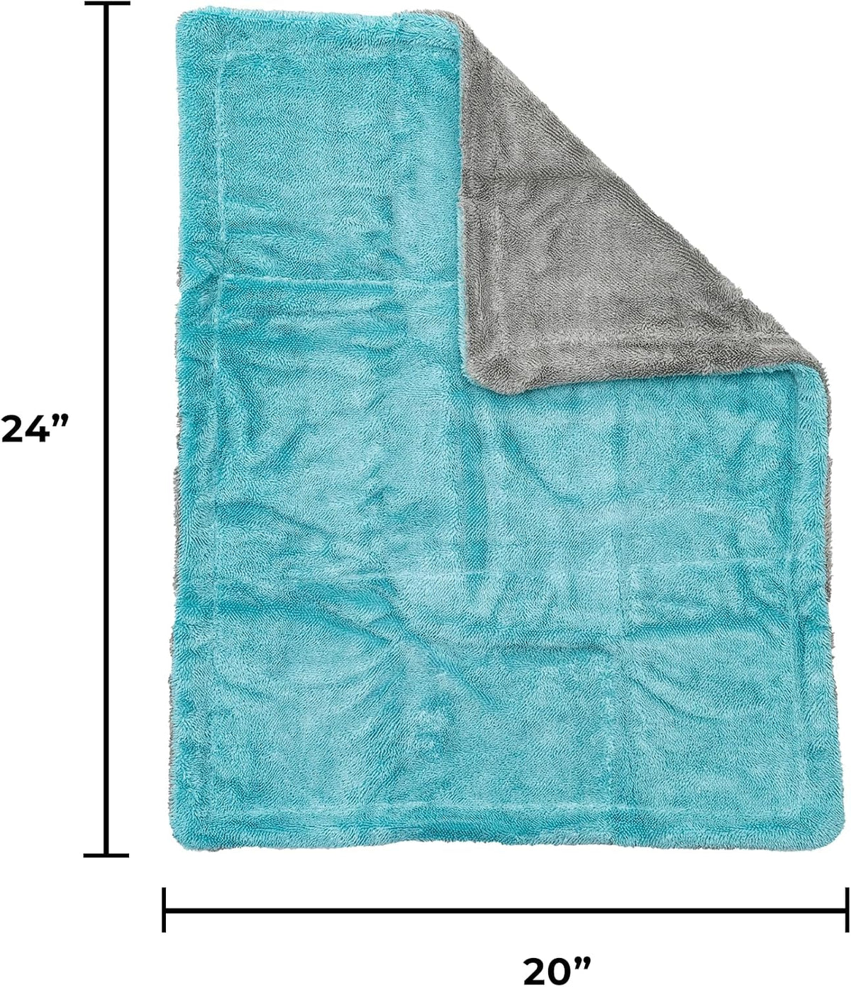 The Rag Company, The Liquid8r, Absorbent 70/30 Blend Microfiber Drying Towel for Cars, Trucks, and SUVs, Safe for Detailing, Scratch-Free, Twist Loop, 1100 GSM, 20x24 Inches, Aqua Blue/Grey