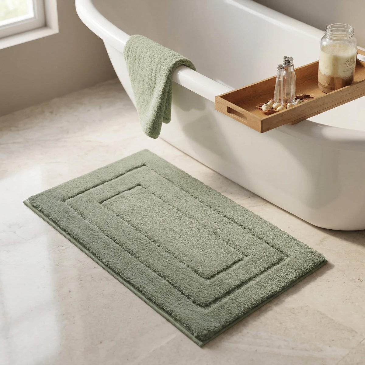 GRANNY SAYS Gray Bathroom Rug 20" x 30", Non-Slip Microfiber Bath Mat