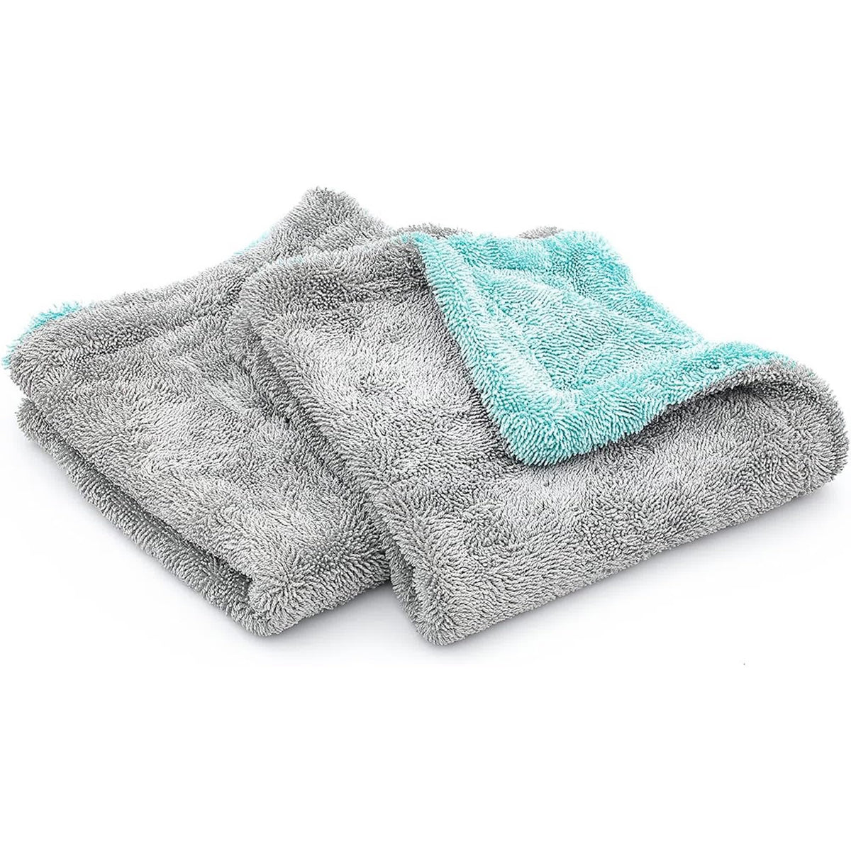 The Rag Company, The Liquid8r, Absorbent 70/30 Blend Microfiber Drying Towel for Cars, Trucks, and SUVs, Safe for Detailing, Scratch-Free, Twist Loop, 1100 GSM, 20x24 Inches, Aqua Blue/Grey