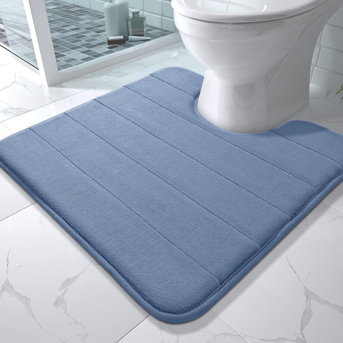 Yimobra Memory Foam Bath Mat, Super Soft Absorbent Bathroom Rug Non Slip, Quick Dry, Machine Washable Floor Carpet for Tub Shower, Home Decor Accessories, 24x17, Grey