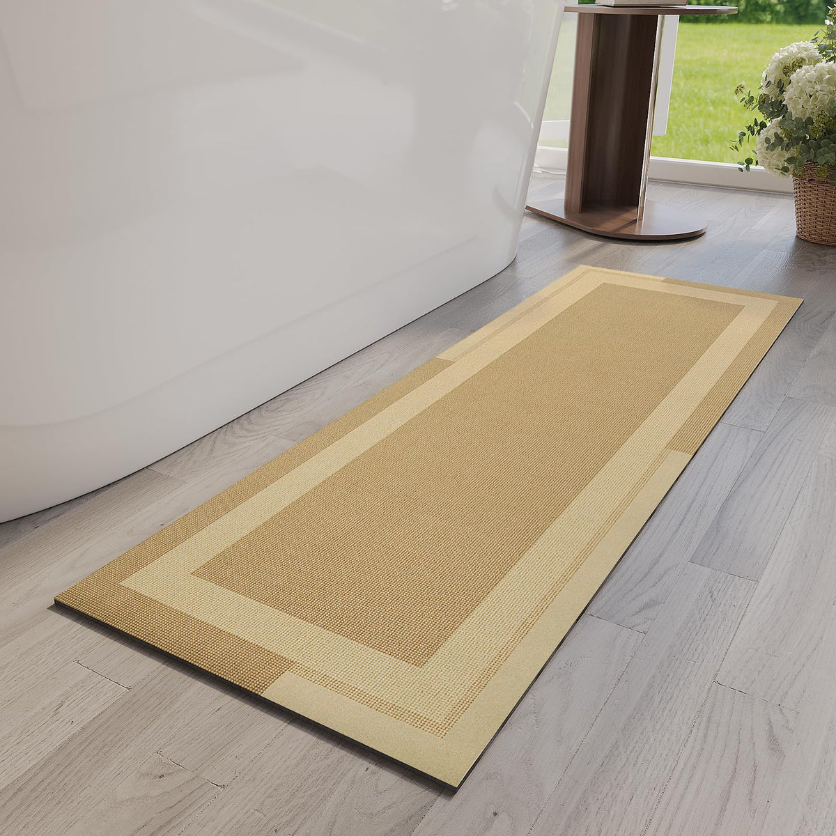 YDKGL Non Slip Bath Mat Thin Bathroom Rugs Fit Under Door Dark Grey 16"x24"