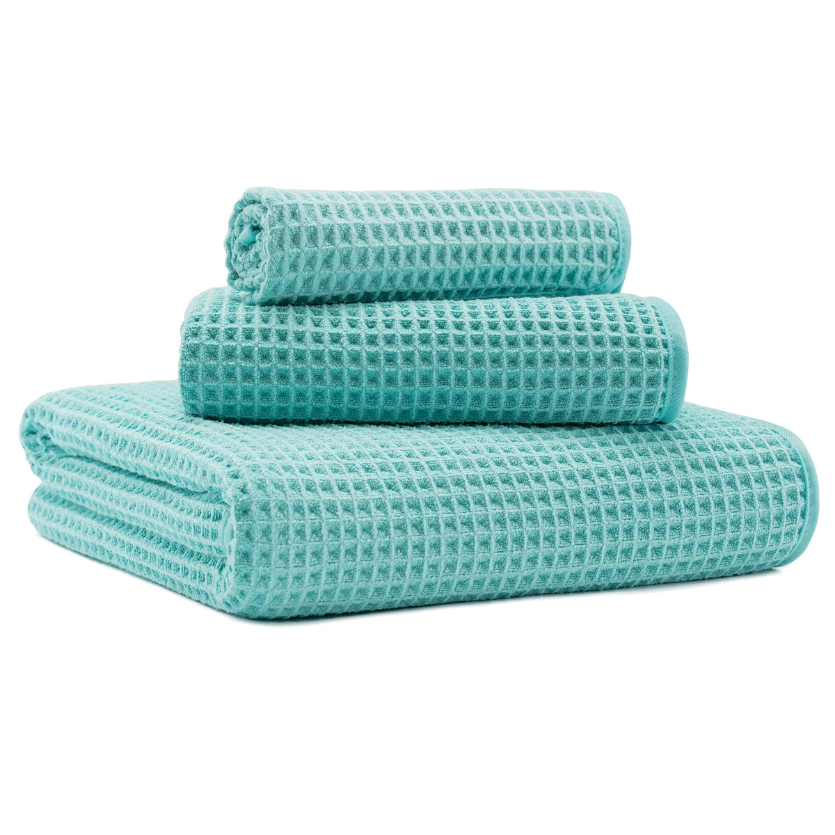 MICROFI Microfiber Waffle Bath Towels, 3 Pieces, Oversized, Soft, Absorbent, Fast Drying, Lint Free, Includes Bath, Face and Hand Towels 430 GSM