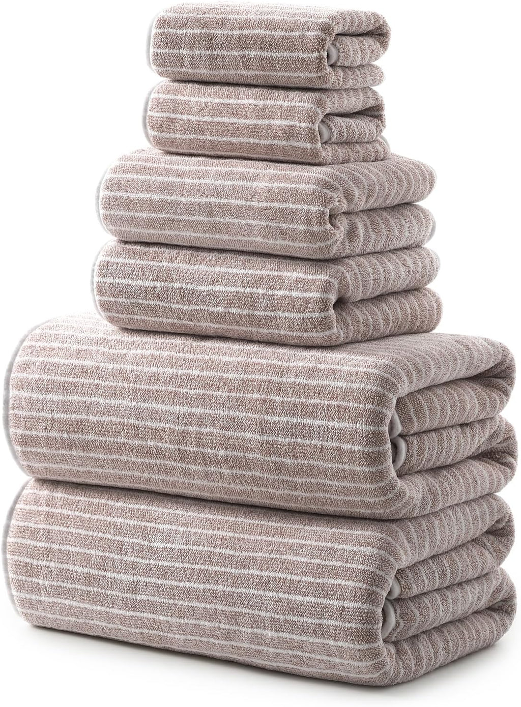 REDKISS 6-Piece Microfiber Bath Towel Set, Ultra Soft, Highly Absorbent & Quick Dry, 35x70 Inch Oversized, Taupe Towels for Bathroom, Spa, Gym, 2 Bath 2 Hand 2 Washcloths