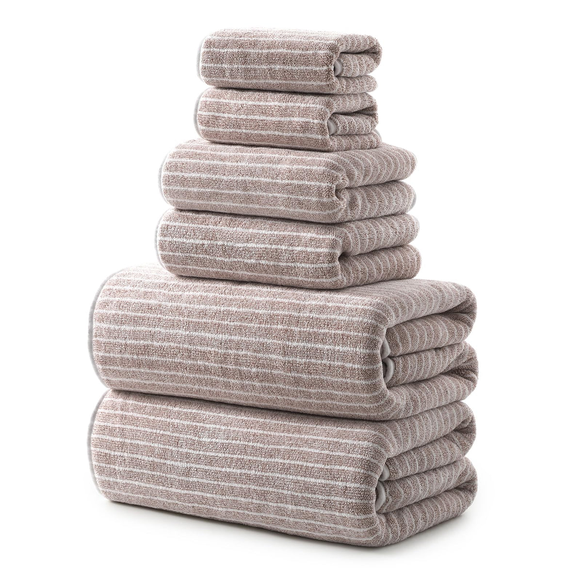 REDKISS 6-Piece Microfiber Bath Towel Set, Ultra Soft, Highly Absorbent & Quick Dry, 35x70 Inch Oversized, Taupe Towels for Bathroom, Spa, Gym, 2 Bath 2 Hand 2 Washcloths