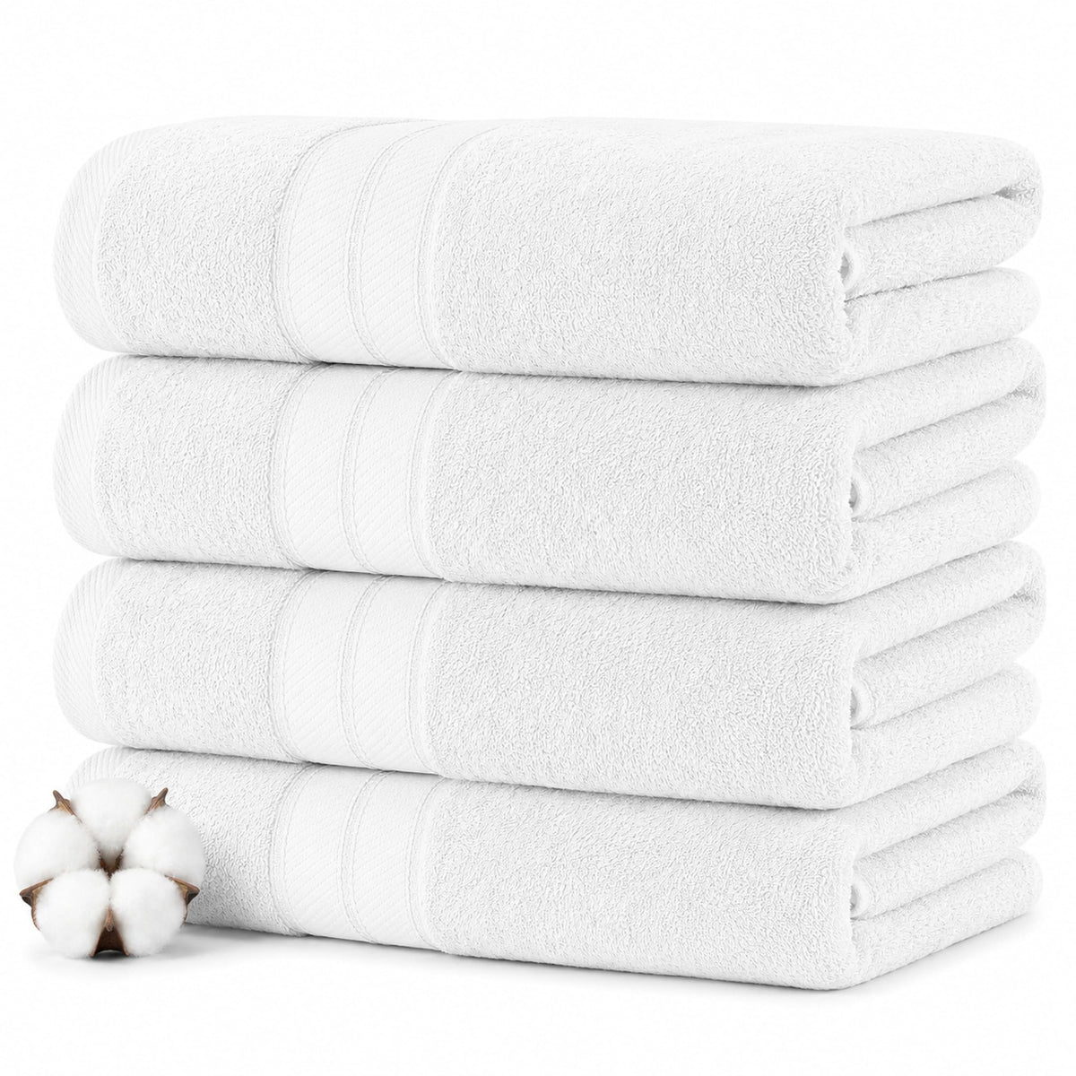 Modern Threads Spun Loft 6 Piece Bath Towel Set – 2 Bath Towels, 2 Hand Towels & 2 Washcloths – 100% Cotton, 600 GSM, Plush, Soft & Absorbent (White)