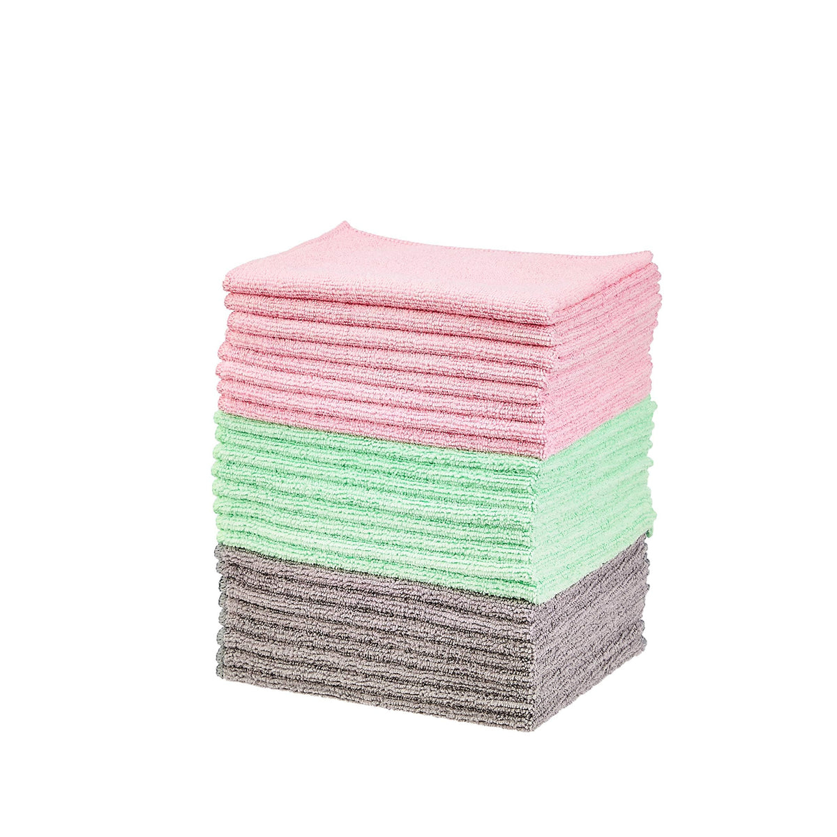 Amazon Basics Microfiber Cleaning Cloths for Cars, Non-Abrasive, Highly Absorbent, Lint and Scratch-Free, Reusable and Washable, Car Detailing Towels, 16" x 12", Blue/White/Yellow, 144-Pack