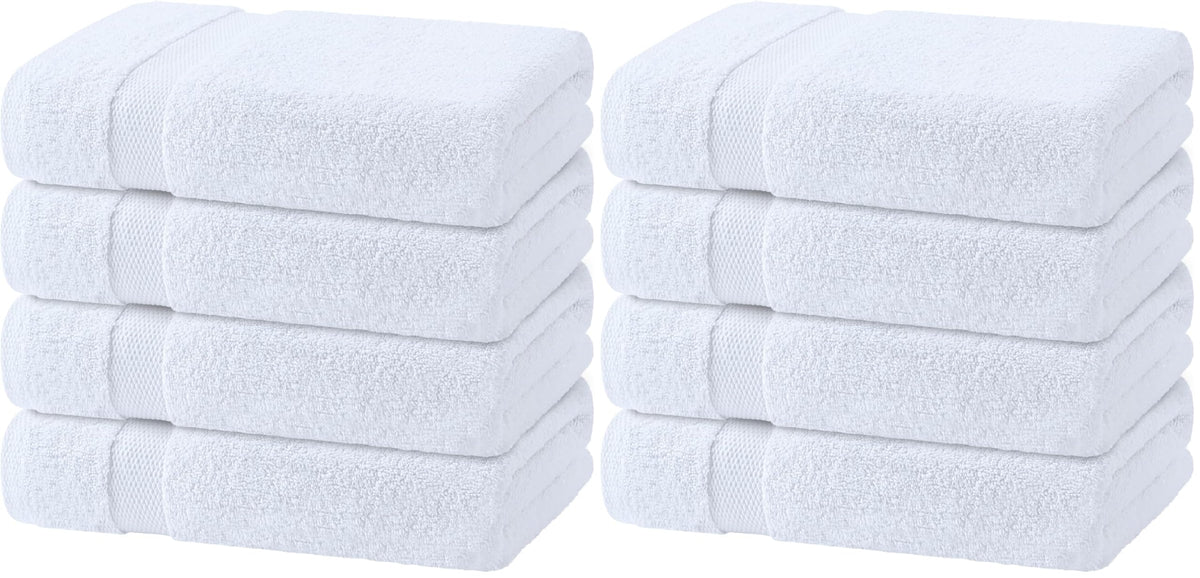 Wealuxe White Bath Towels Set of 4 — 27 x 54 Inch, 100% Ring Spun Cotton 650GSM, Extra Absorbent, Soft White Towels for Bathroom, Shower, Hotel, Spa