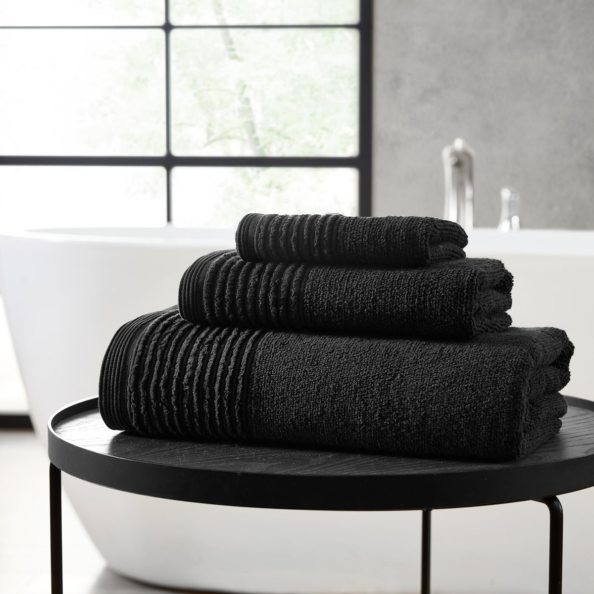 Vera Wang - Bath Towels, Plush Cotton Bathroom Towels with Zero Twist Design, Highly Absorbent & Low-Lint, Set of 6 (Sculpted Pleat White)