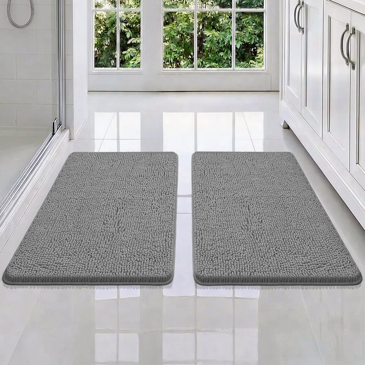 Bcoimo Small Bath Rug Mat,Sage Chenille High Absorbent Bathroom Floor Mats