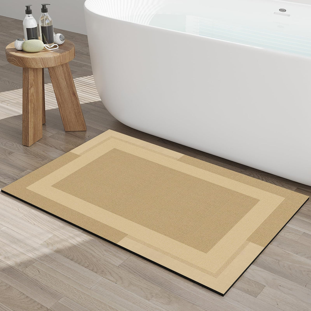 YDKGL Non Slip Bath Mat Thin Bathroom Rugs Fit Under Door Dark Grey 16"x24"