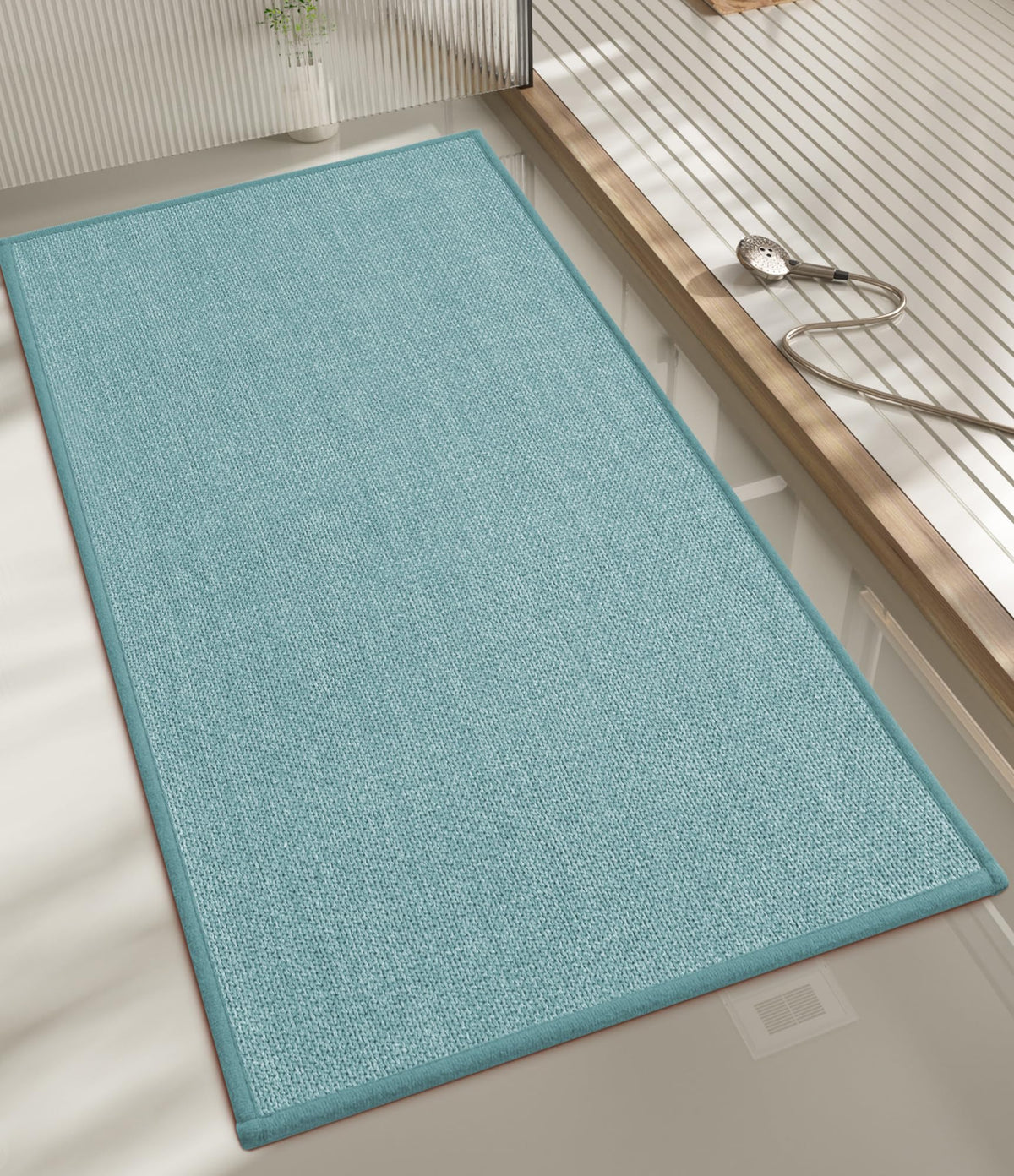 chakme Bathroom Rugs Mat 24x17, Ultra Thin Non Slip Bath Mat Small Quick Dry Absorbent Bath Mat for Bathroom Floor, (Dark Beige, 24"x17")