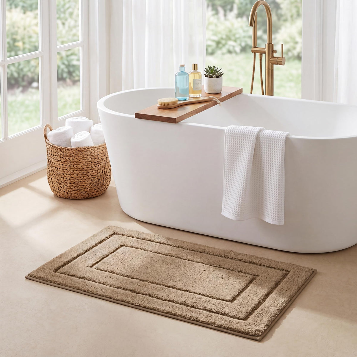 GRANNY SAYS Gray Bathroom Rug 20" x 30", Non-Slip Microfiber Bath Mat
