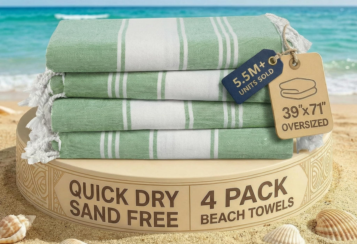 LANE LINEN Turkish Towels 6 Pcs, Beach Towels Oversized, Soft - Beach Party