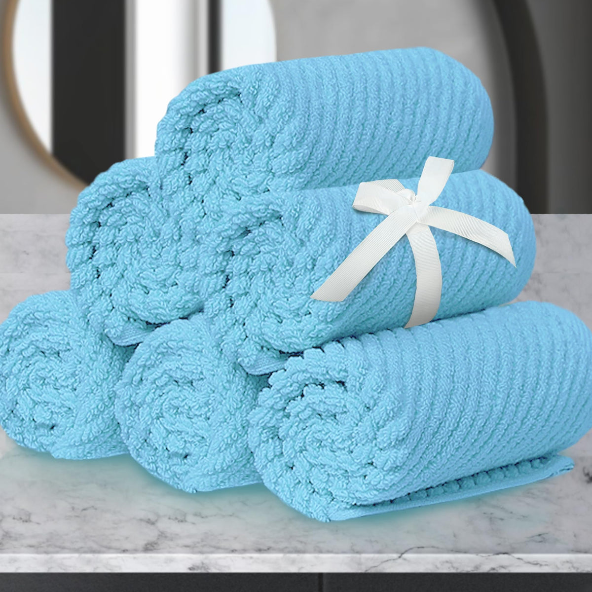 VOOVA & MOVAS 6PC Towel Set, 100% Cotton, Dark Grey