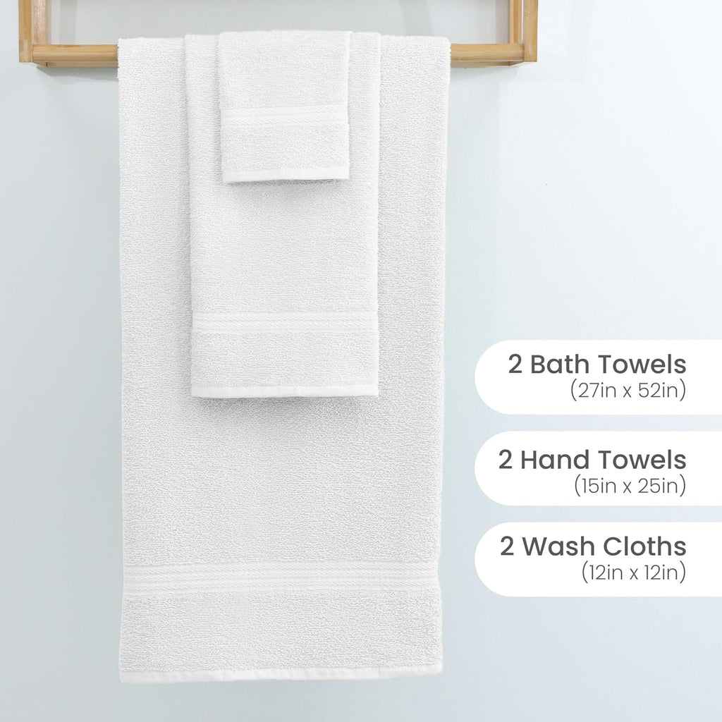 Martex Easy Living Everyday 6-Piece Bathroom Towel Set, White