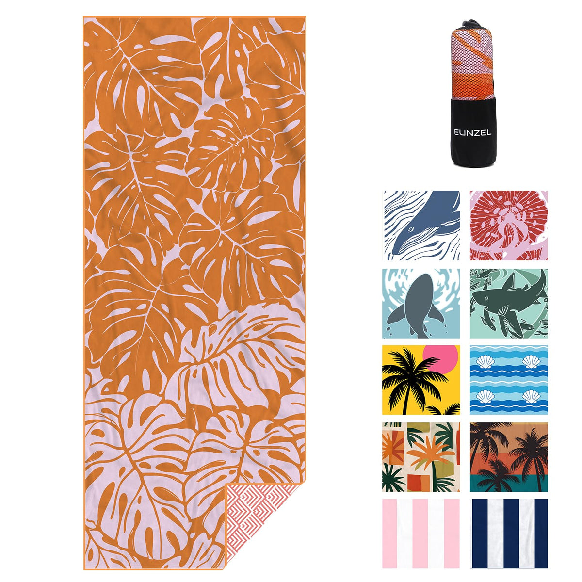 Eunzel 2 Pack Microfiber Beach Towel, Quick Dry Travel Towel Large Sand Free Towel for Beach, Camping, Swim Pool, Gym, Sports& Yoga 71"x32", Palm