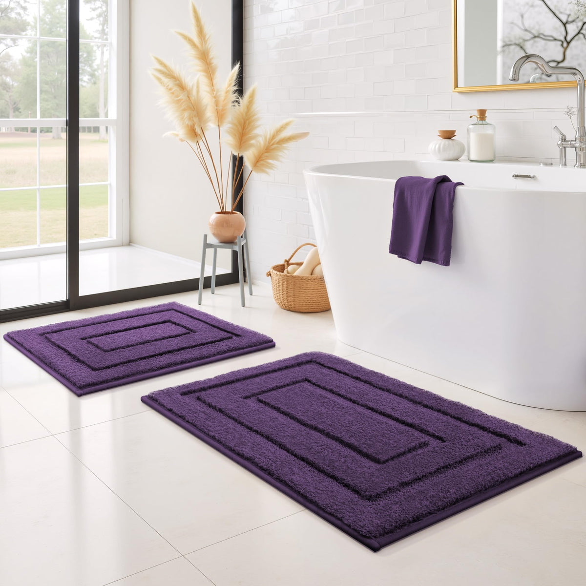 GRANNY SAYS Gray Bathroom Rug 20" x 30", Non-Slip Microfiber Bath Mat
