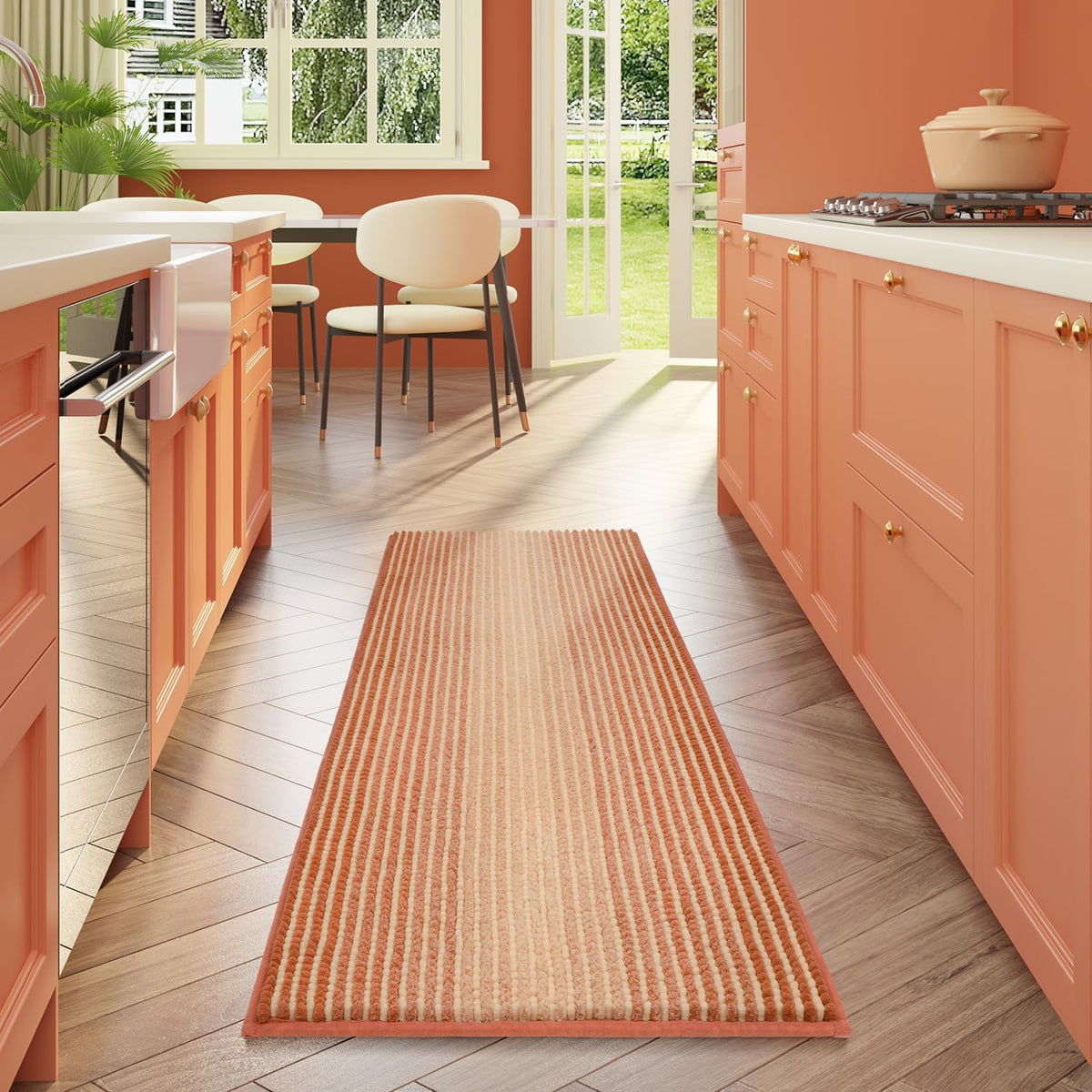 BSICPRO Bathroom Rugs Sets 2 Piece, Non Slip Boho Bath Mats, Beige