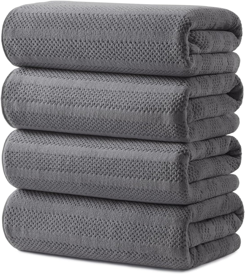 ecolook Microfiber Bath Towels Set of 4, 31 x 63 Inch Extra Large Bath Towel Set, Super Soft & Highly Absorbent, Quick Dry Lightweight Towels for Bathroom, Gym, Spa, Pool & Travel, Gray
