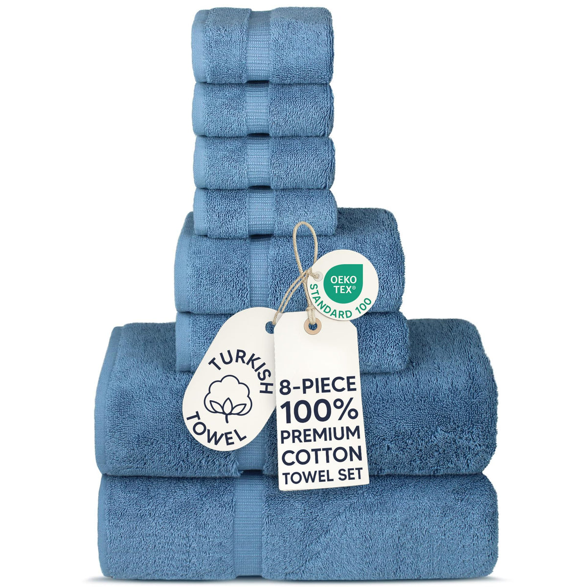 Chakir Turkish Linens 100% Cotton 4-Pack Bath Towels 27x54, Gray