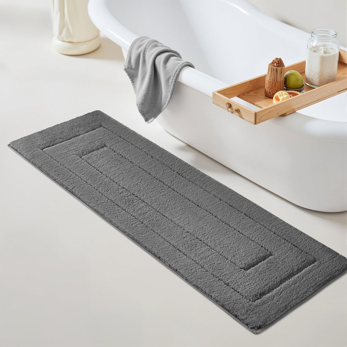 GRANNY SAYS Gray Bathroom Rug 20" x 30", Non-Slip Microfiber Bath Mat
