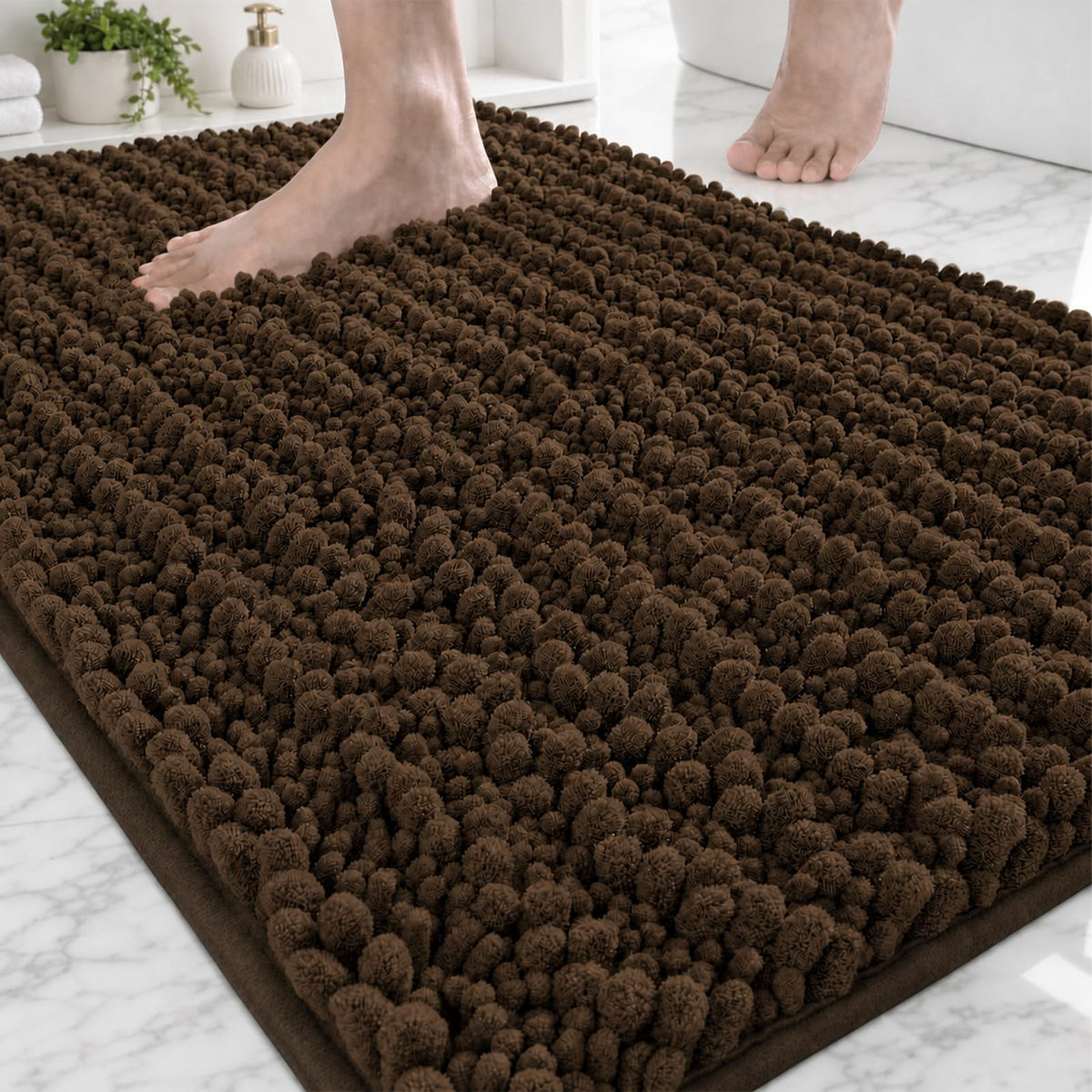 ILANGO Bathroom Rugs Dark Grey 32x20,Extra Soft Absorbent Chenille Bath Rugs,Thick Non-Slip Shaggy Bath Mat,Machine Washable Quick Dry Bath Mats for Bathroom Floor, Tub, Shower Accessories