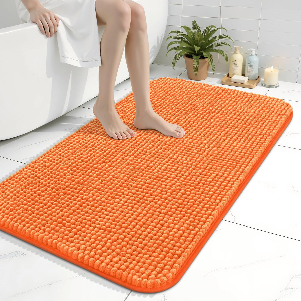 Arotive Chenille Bathroom Rugs 30x20, Soft Absorbent Bath Mat, Grey