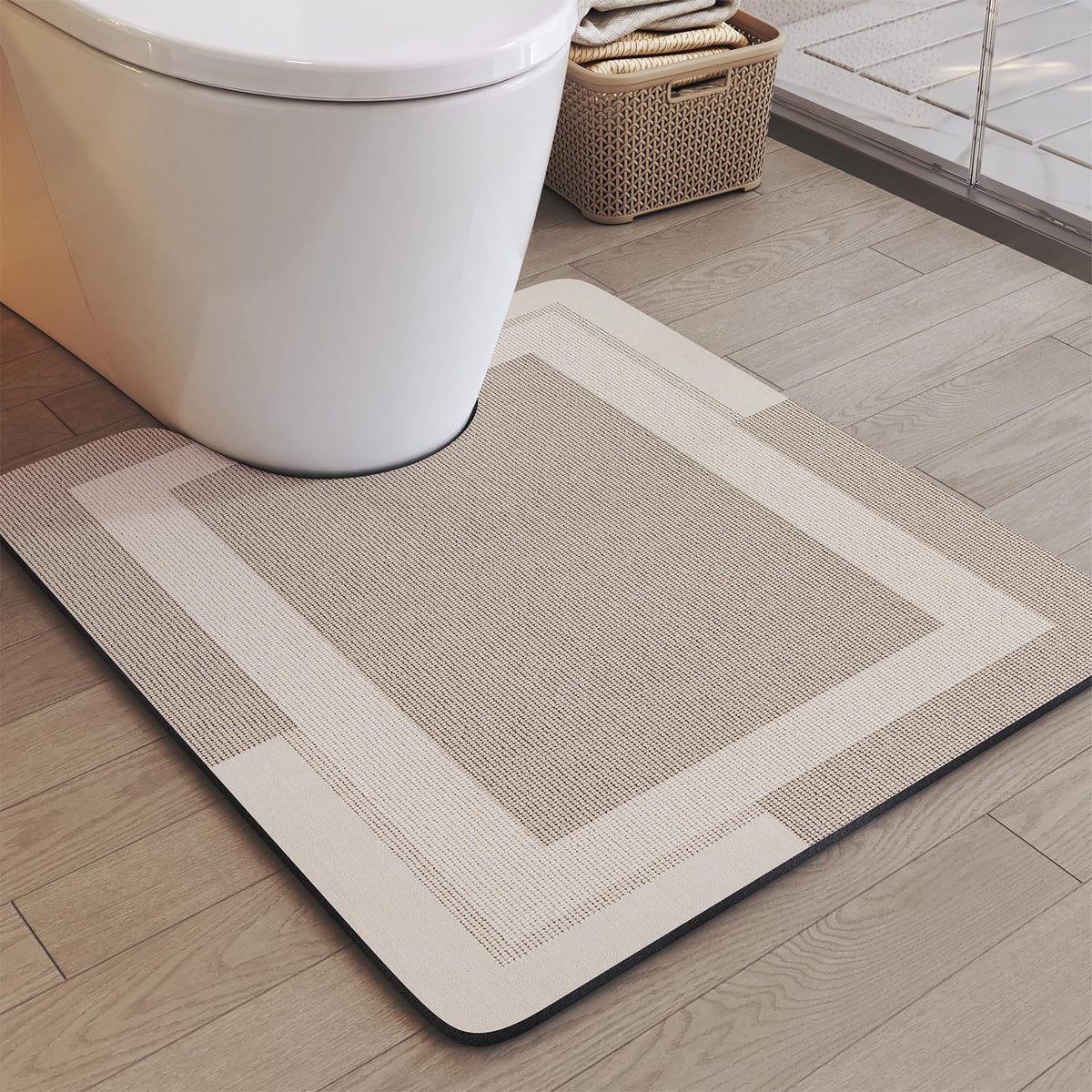 YDKGL Non Slip Bath Mat Thin Bathroom Rugs Fit Under Door Dark Grey 16"x24"