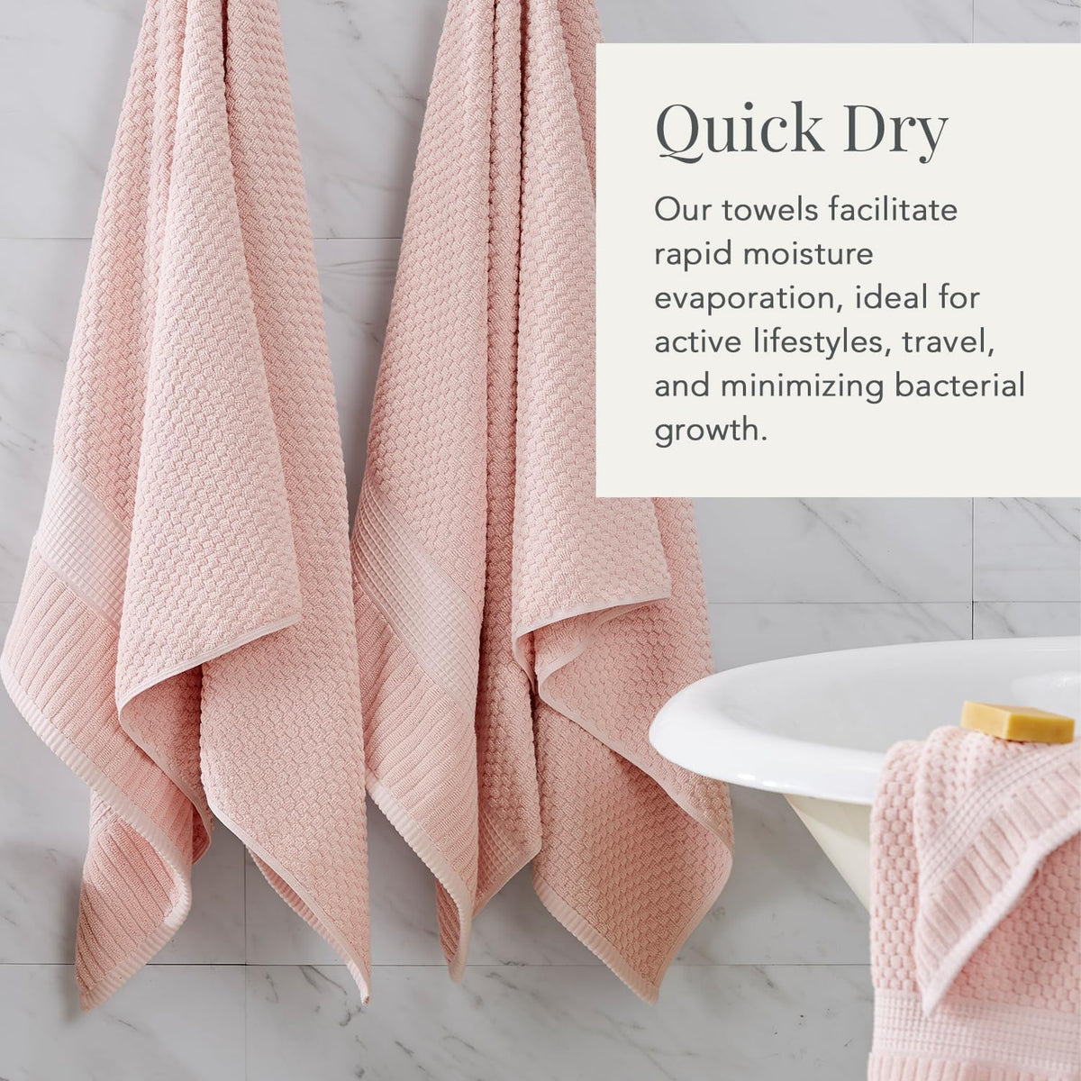 NY Loft 100% Cotton 6-Piece Bath Towel Set | Pink | Oeko-TEX | Quick-Dry
