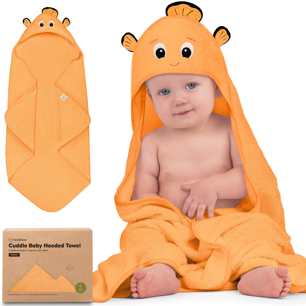 KeaBabies Hooded Baby Towel for Newborn, Baby Bath Towels (Duck, 35x35)
