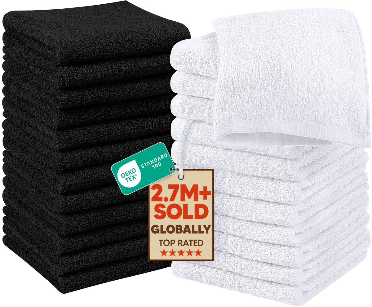 Utopia Towels 24 Pack Cotton Washcloths Set, 100% Ring Spun Cotton, Premium Quality Flannel Face Cloths, Highly Absorbent and Soft Feel Fingertip Towels, White