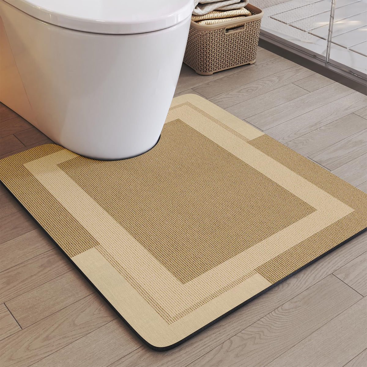 YDKGL Non Slip Bath Mat Thin Bathroom Rugs Fit Under Door Dark Grey 16"x24"
