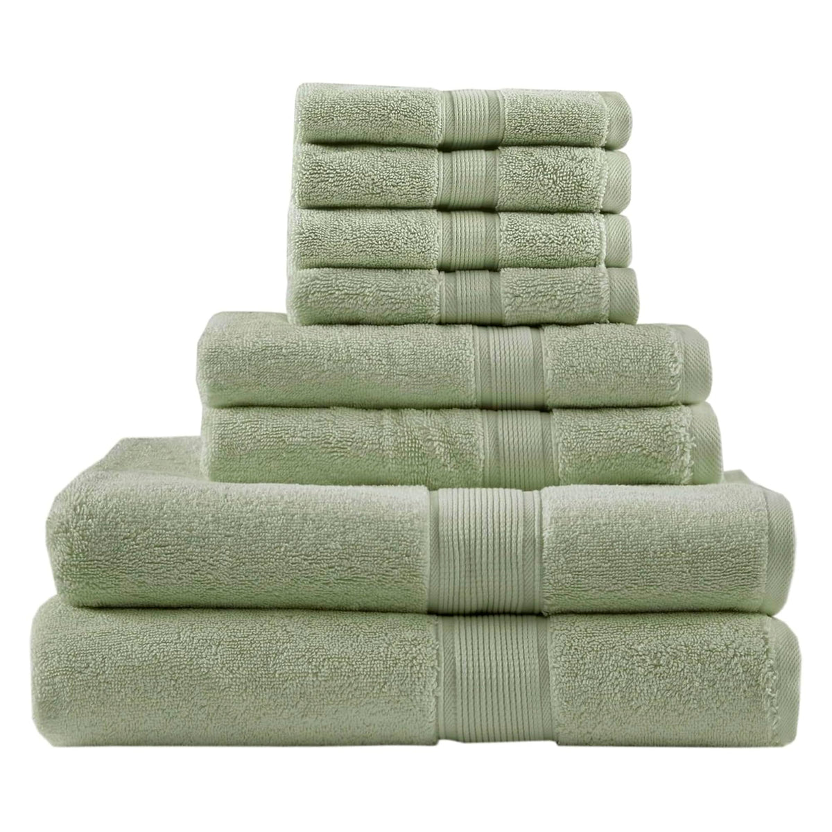 Madison Park 800GSM 100% Cotton Bathroom Bath Towel Set of 8, Light Blue