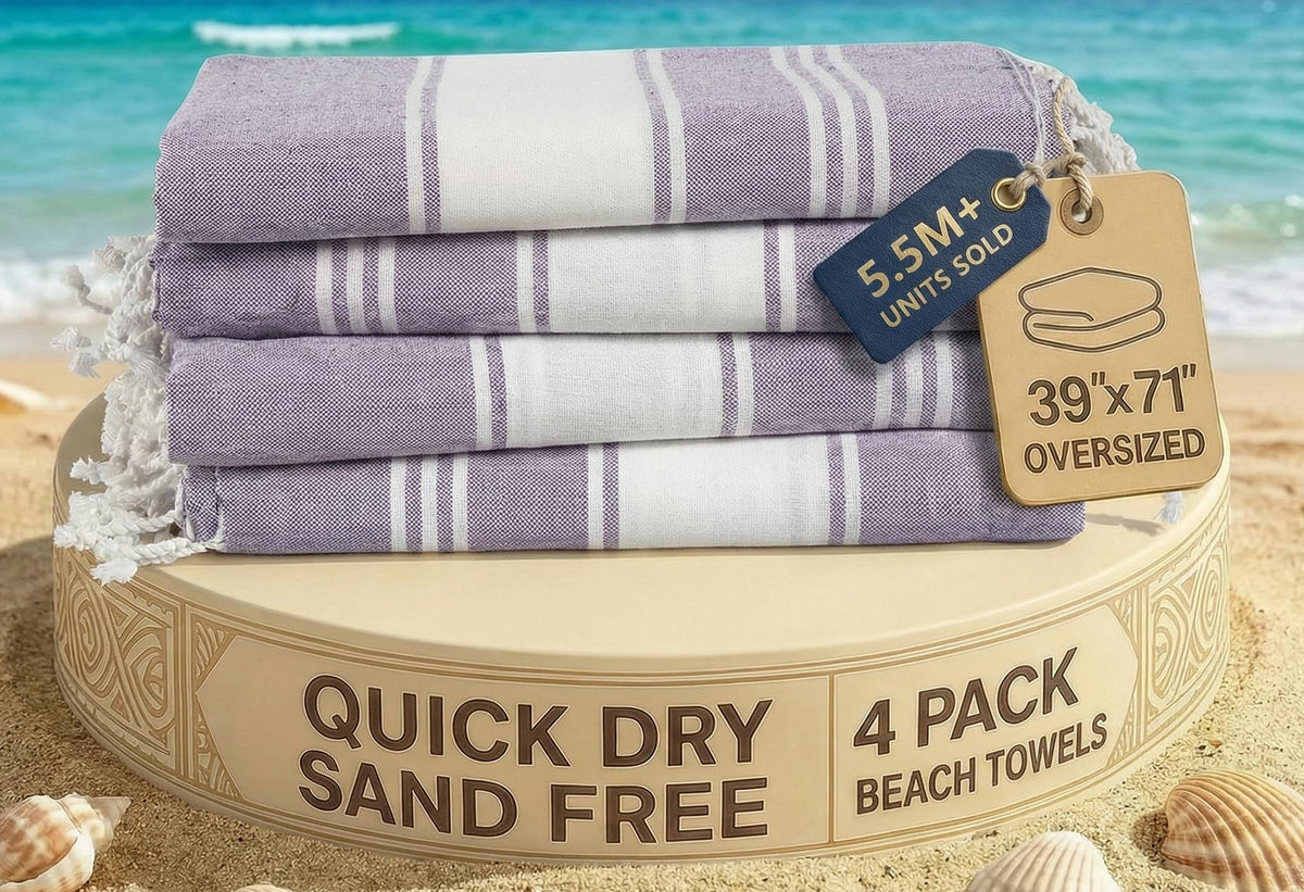 LANE LINEN Turkish Towels 6 Pcs, Beach Towels Oversized, Soft - Beach Party