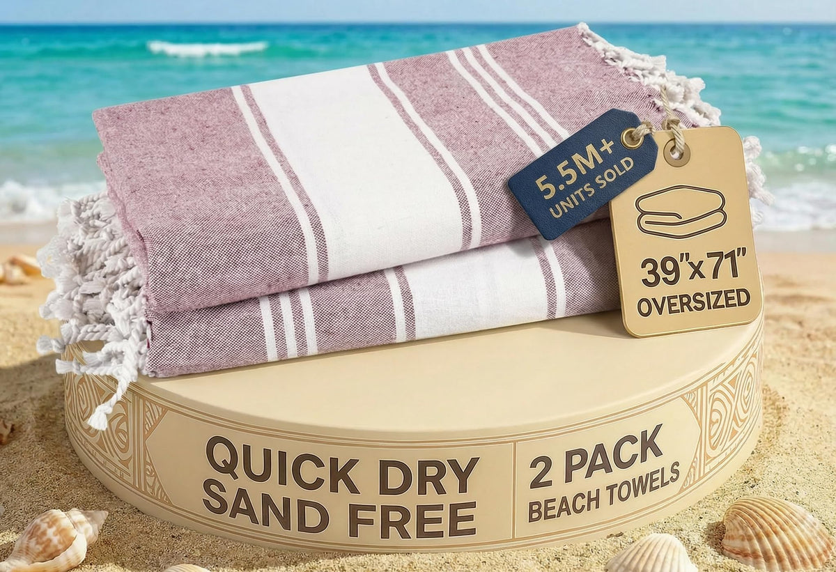 LANE LINEN Turkish Towels 6 Pcs, Beach Towels Oversized, Soft - Beach Party
